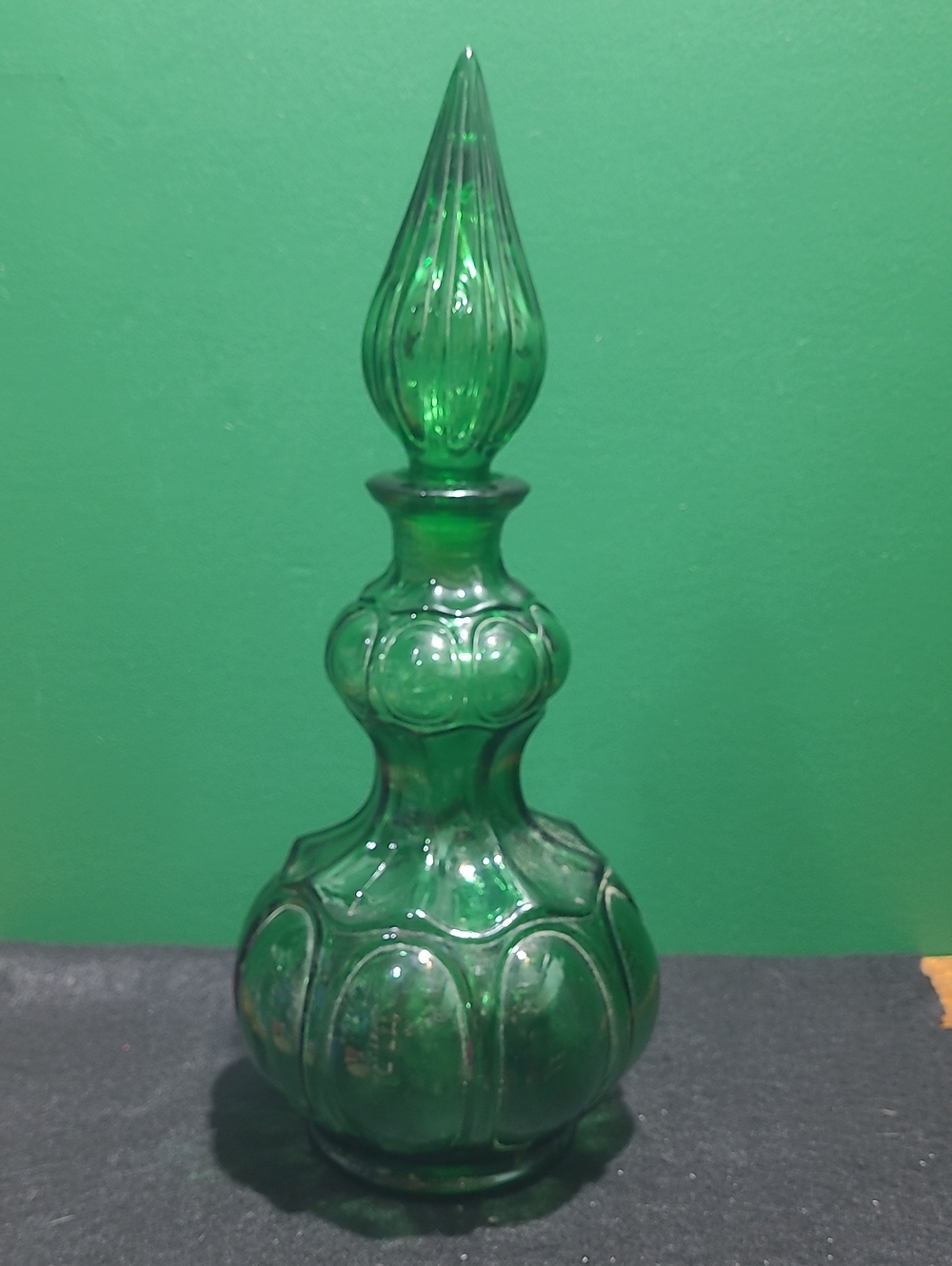 Vintage Empoli Green Corset Genie Bottle Decanter